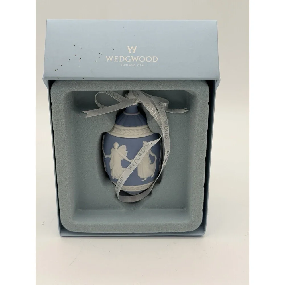 Wedgwood Jasperware Dancing Hours Blue/white Christmas Ornament Porcelain